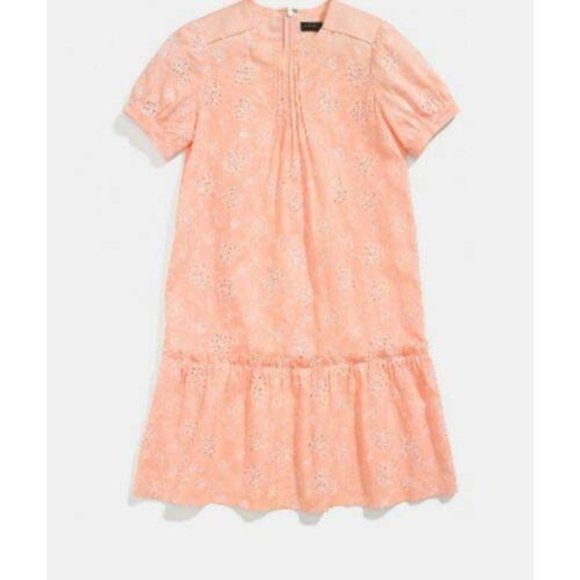 Coach Embroidered Floral Dress in Peach Size 4 - Picture 4 of 8